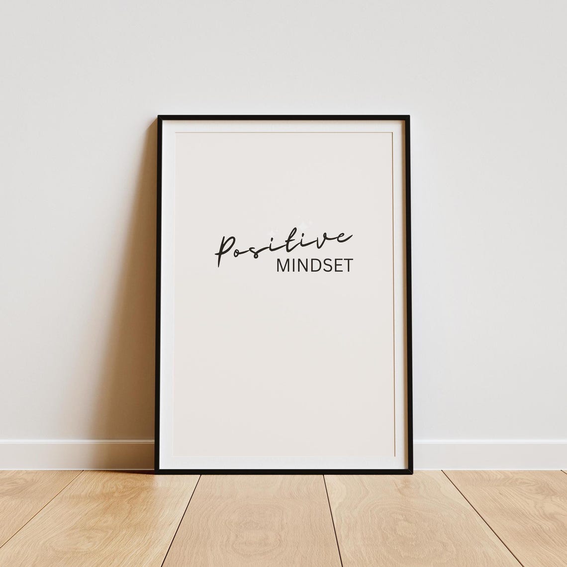 Positive Mindset Minimalist Script Poster Elegant Cream Statement