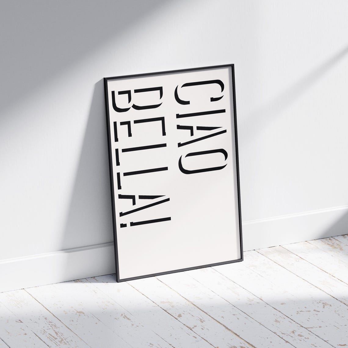 Ciao Bella Minimalist Typography Poster Black On Cream Italian Saying - Image 2