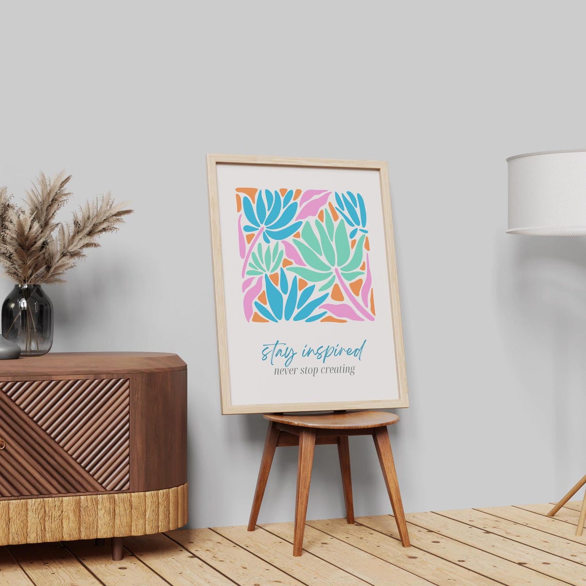 Stay Inspired Never Stop Creating Tropical Botanical Leaf Art Poster - Image 4