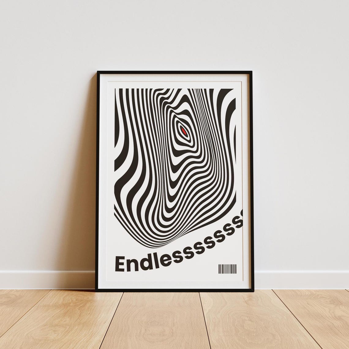 Endless Optical Illusion Poster Black And White Warped Lines Red Dot