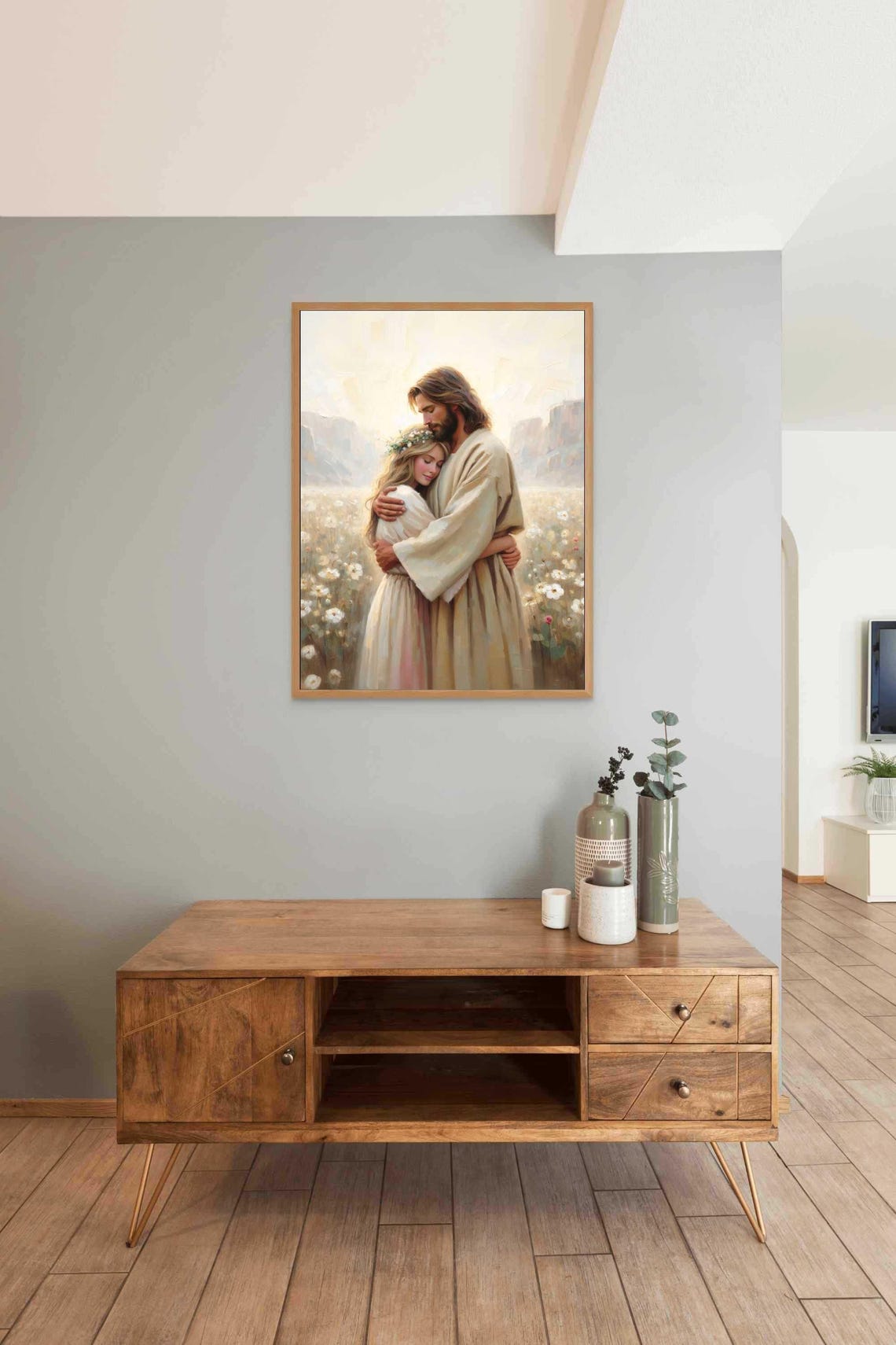 Saviors Embrace Modern Christian Art Jesus Hugging Woman Jesus Art Lds Art Bible Prints Jesus With Girl Jesus Picture Jesus Poster - Image 3