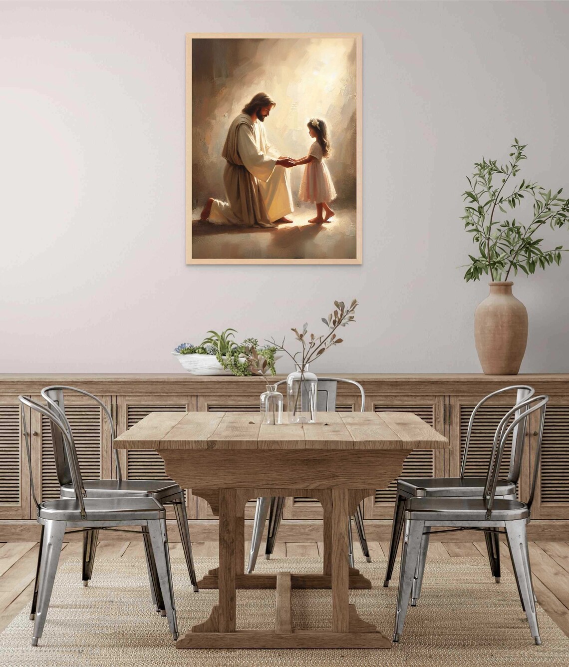 Gentle Saviour Jesus With Girl Christian Art Print - Image 7
