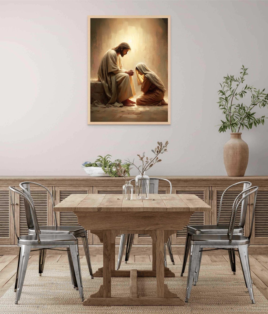 Jesus And Woman Christian Wall Art Jesus With Girl Jesus Wall Art Lds Prints Bible Painting Jesus Heals A Woman Jesus Christ Painting - Image 6