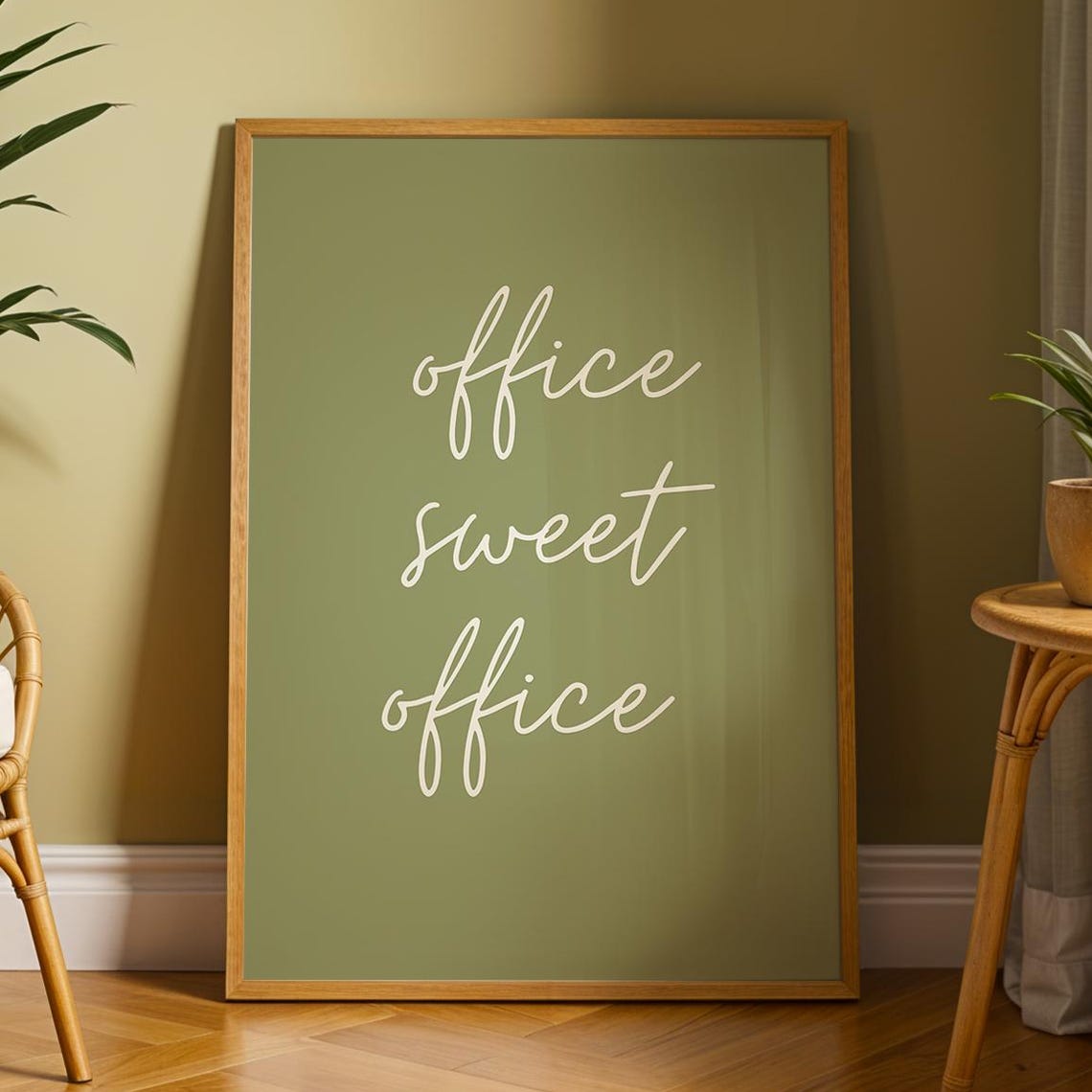 Office Sweet Office Sage Green Script Quote Desk Wall Poster
