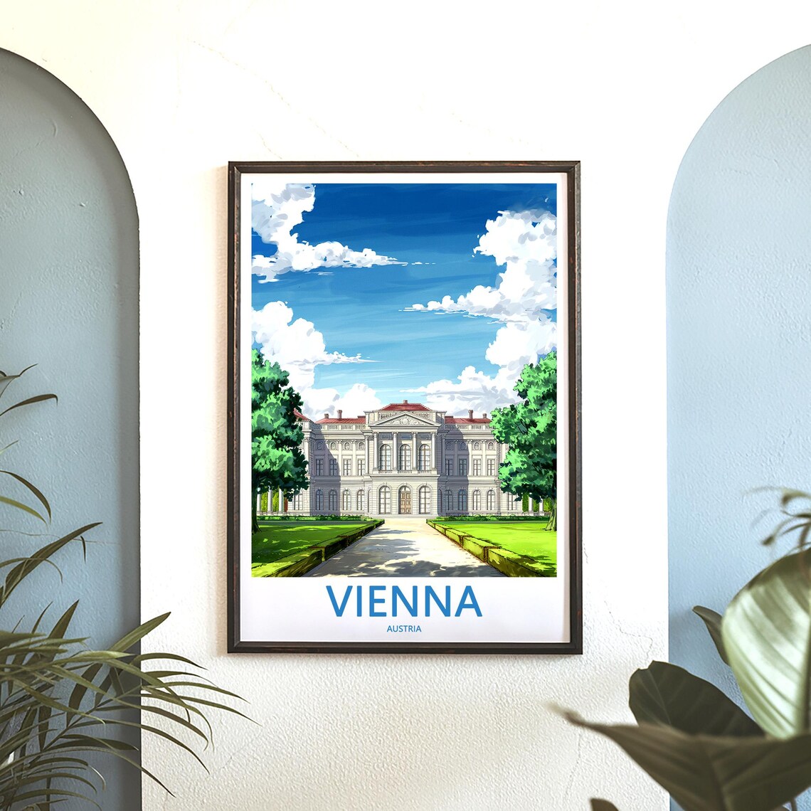 Vienna Austria Grand Baroque Palace and Gardens Illustration Poster - Image 3