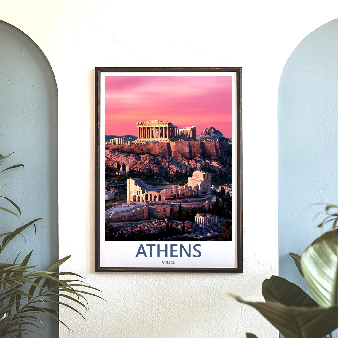 Athens Acropolis Magenta Dusk Over the Odeon Ruins Photo Poster - Image 3