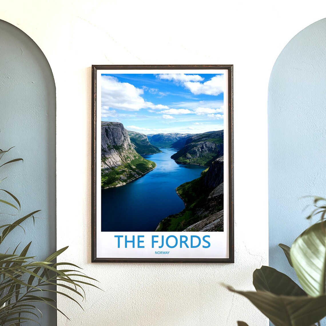 The Fjords Norway Aerial Winding Deep Blue Fjord View Poster - Image 3