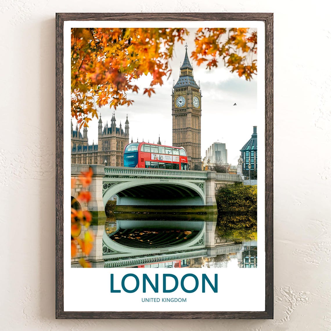 Big Ben and Westminster Bridge on an Autumn Day Photo Poster