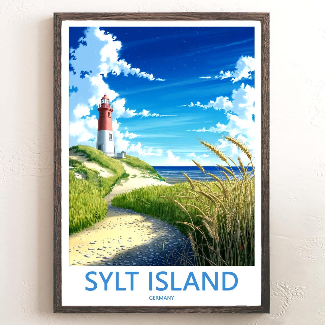 Sylt Island Germany Lighthouse Path Through Beach Dunes Poster