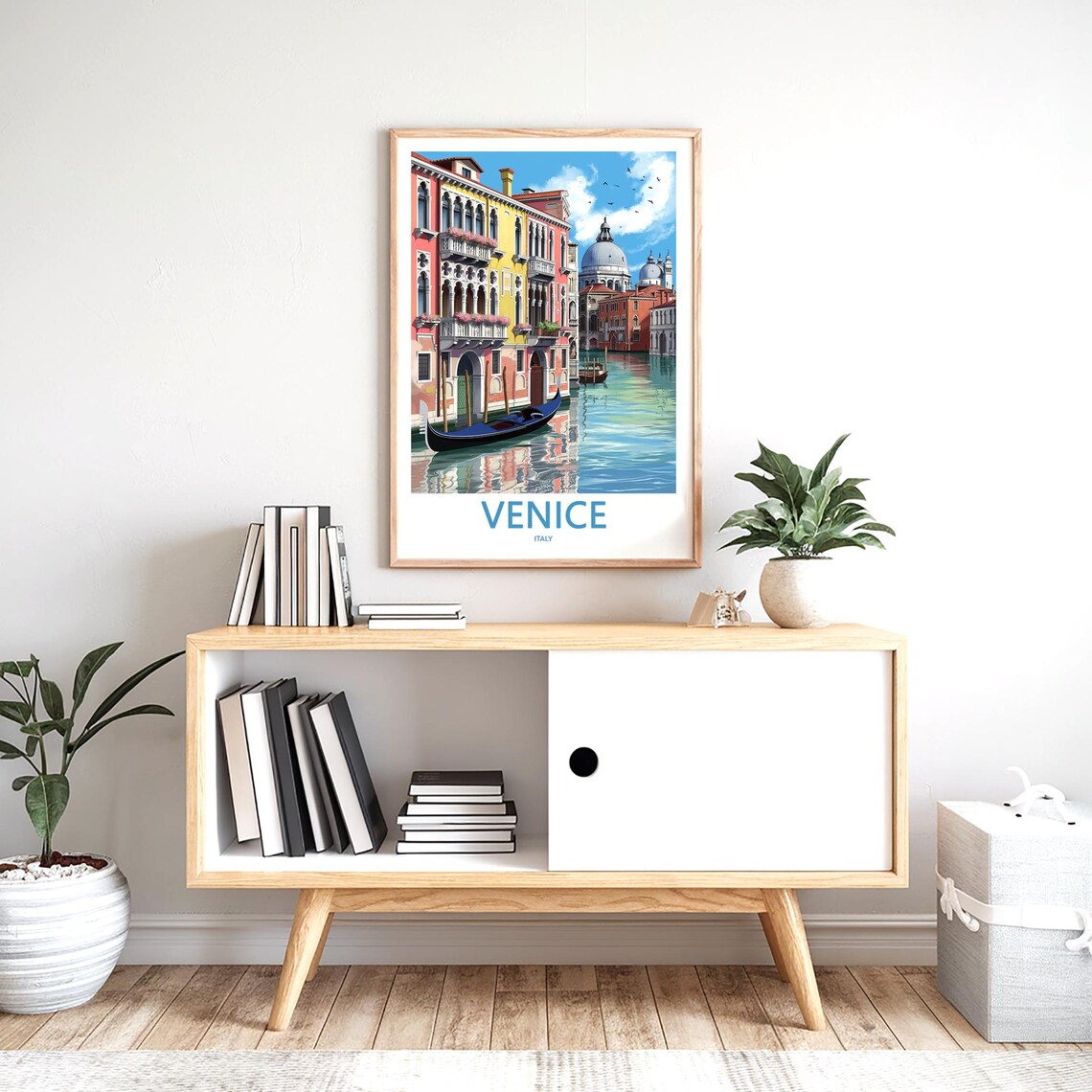 Venice Italy Flower Balcony Canal Gondola Colorful View Poster - Image 2