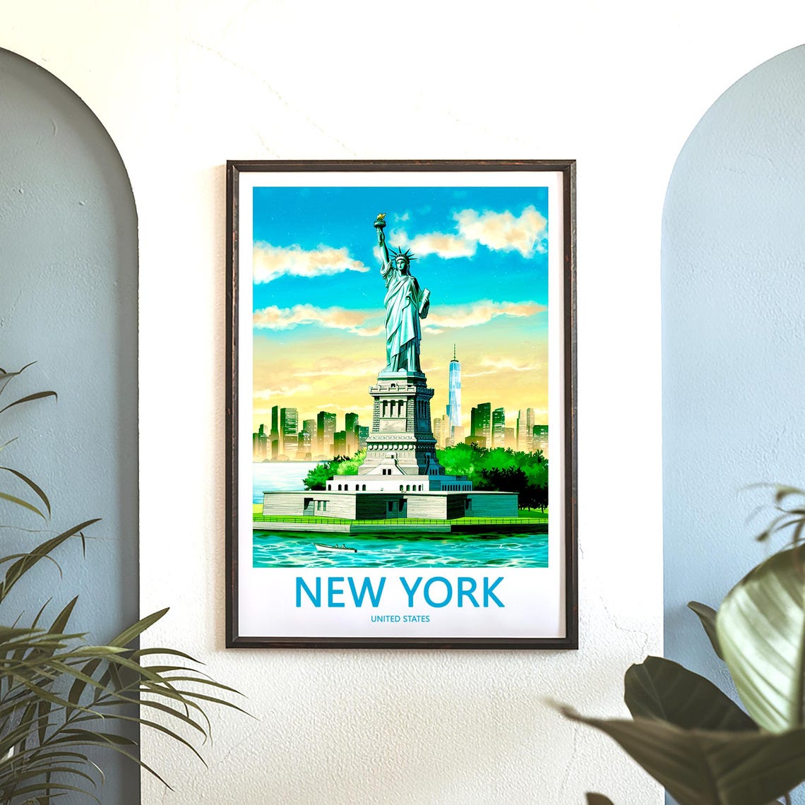 Statue of Liberty Under a Bright and Turquoise Blue Sky Poster - Image 3