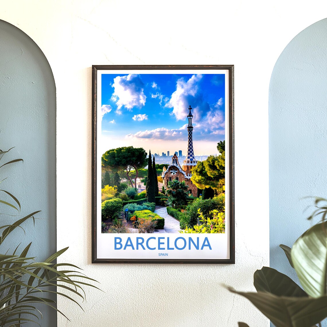 Barcelona Park Güell Garden Path Gatehouse Photo Travel Poster - Image 3