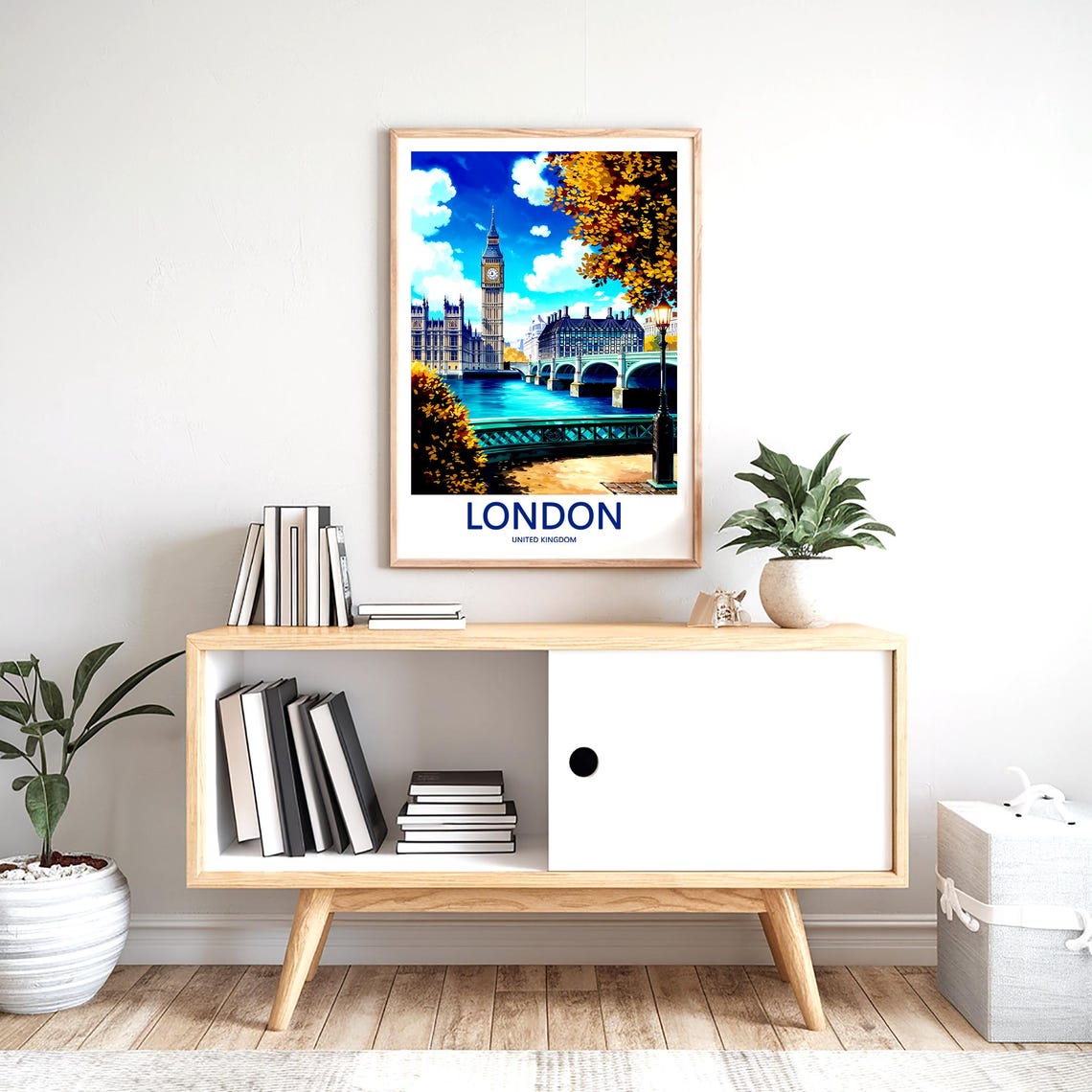 London Westminster Bridge Autumn Sunset Lamp Post River Poster - Image 2