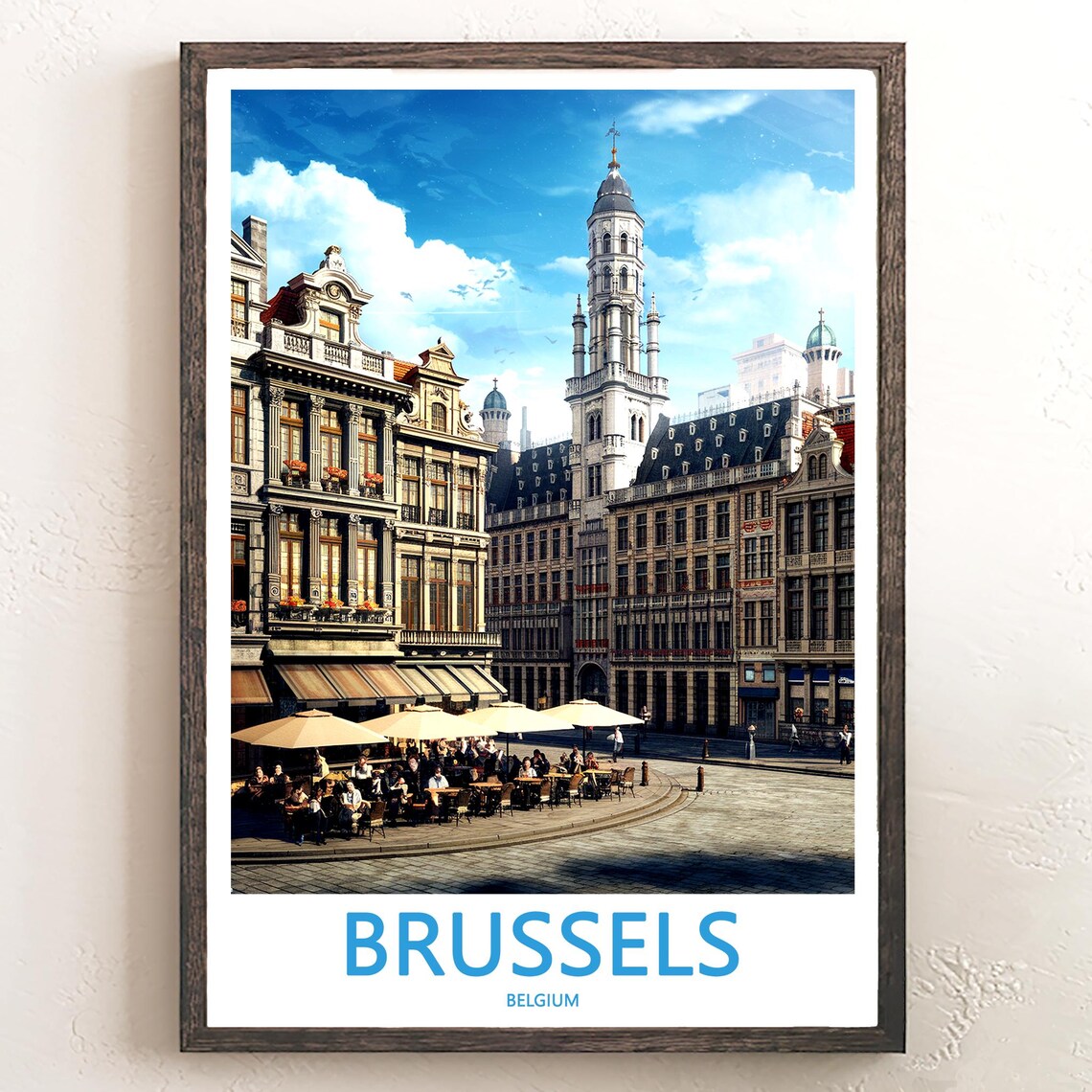 Brussels Grand Place Café Terraces Historic Square Photo Poster