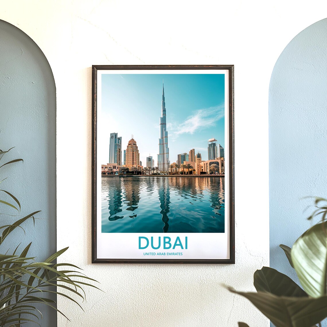 Dubai Burj Khalifa Downtown Towers Under Teal Sky Photo Poster - Image 3