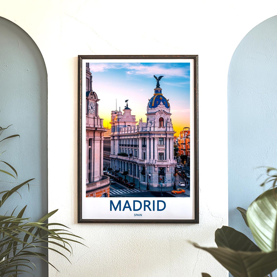 Madrid Gran Via Historic Dome Building Sunset Photography Poster - Image 3