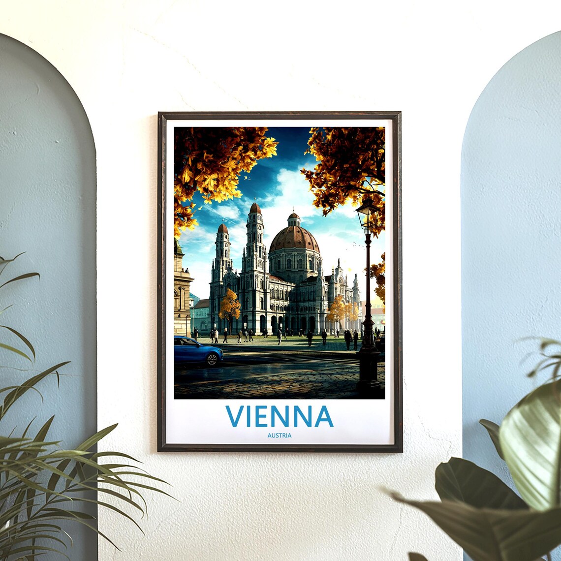 Vienna Austria Autumn Square With Grand Domed Church Photo Poster - Image 3