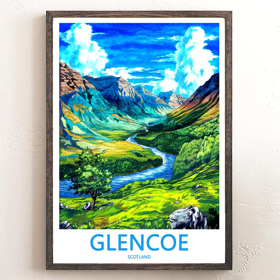 Glencoe Scotland Scenic Daytime Mountain Valley River Poster