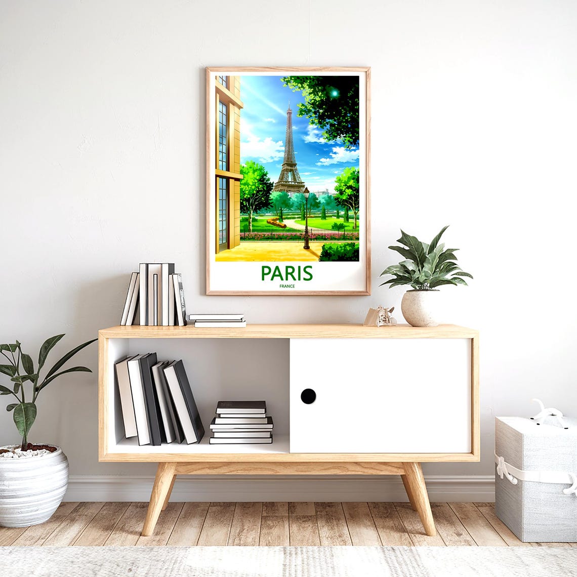 Paris Eiffel Tower Over a Bright Sunny Garden Terrace View Poster - Image 2