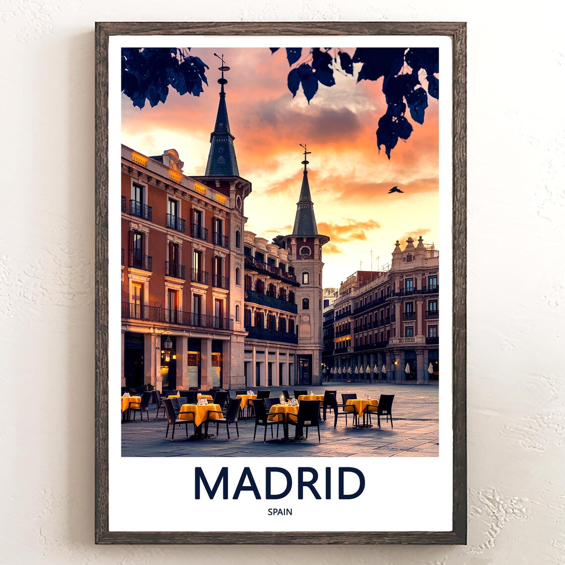 Madrid Plaza Mayor Photographic Golden Sunset Scenic View Poster