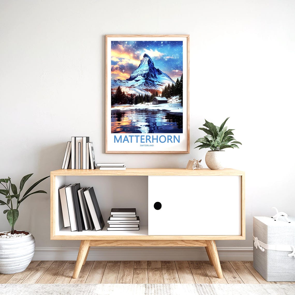 Matterhorn Winter Lake Reflection Alpine Sunset Decor Poster - Image 2