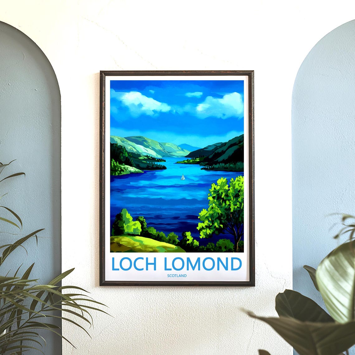 Loch Lomond Scotland Sailboat Blue Lake Hills Vista View Poster - Image 3