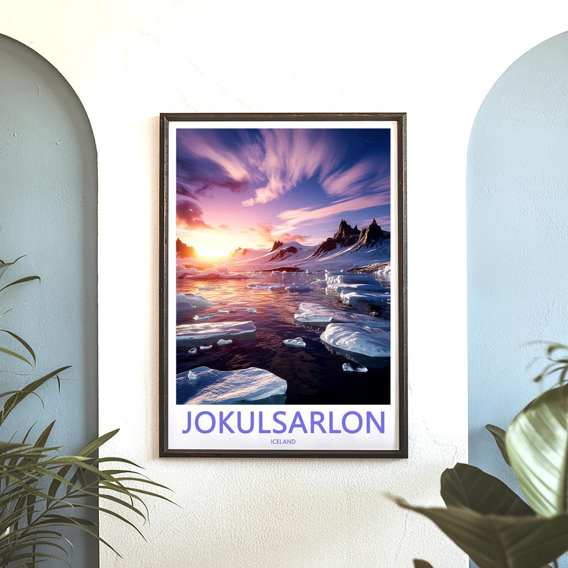 Jokusarlon Iceland Sunset Over Icebergs and Mountain Peaks Poster - Image 3