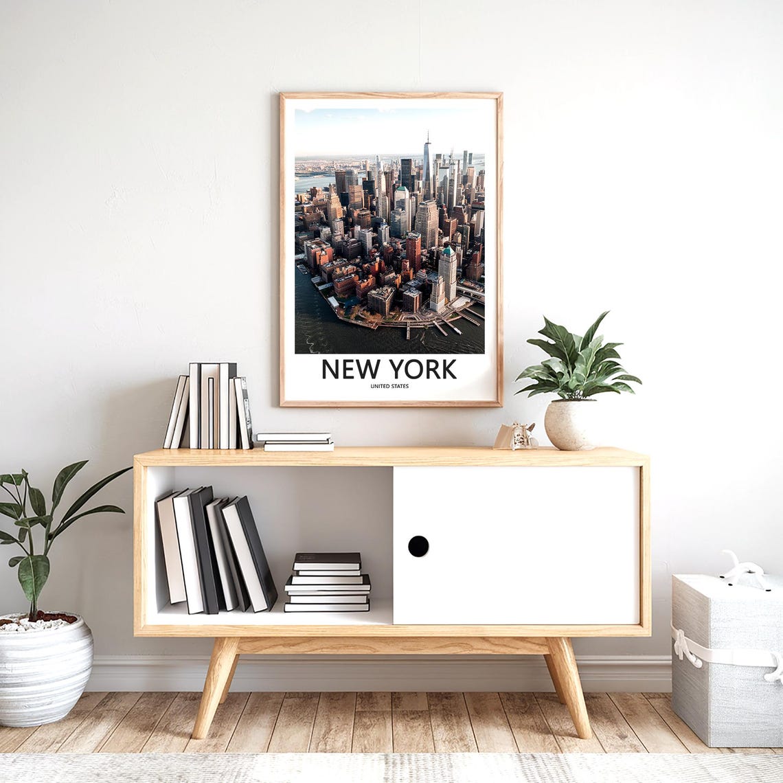New York Downtown Manhattan Aerial Skyline View Day Travel Poster - Image 2