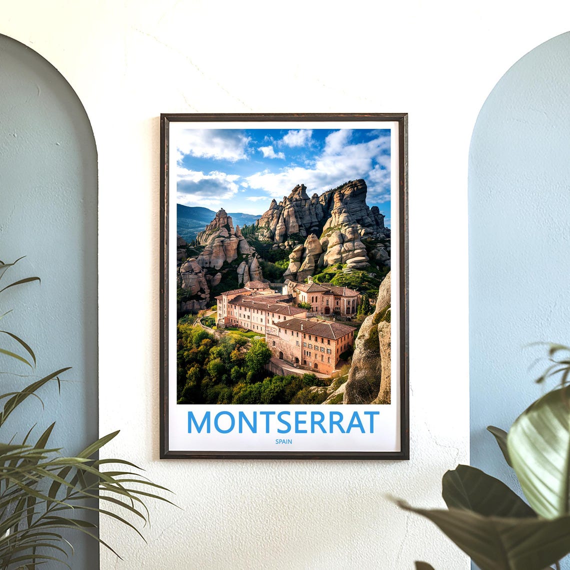 Montserrat Monastery Valley and Jagged Rock Peaks Travel Poster - Image 3