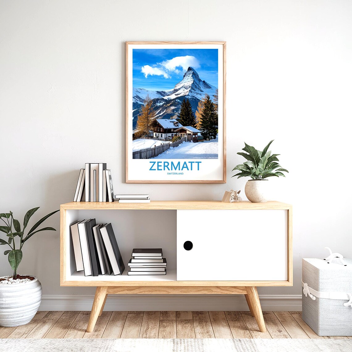 Zermatt Matterhorn Above a Fenced Chalet and Snowy Alpine Path Poster - Image 2
