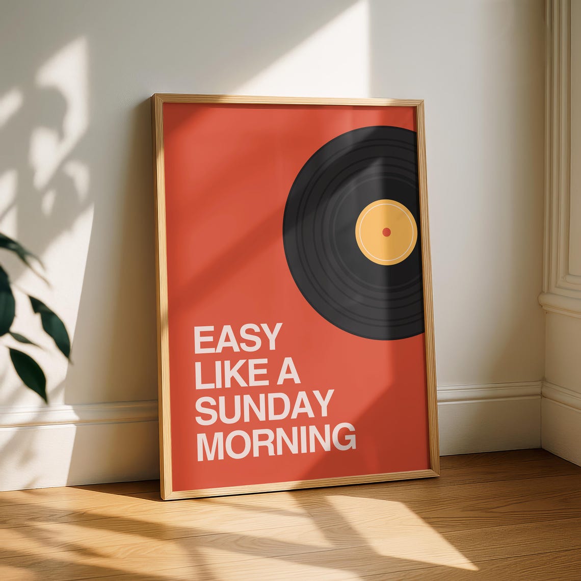 Easy Like A Sunday Morning Vinyl Record Retro Music Quote Poster