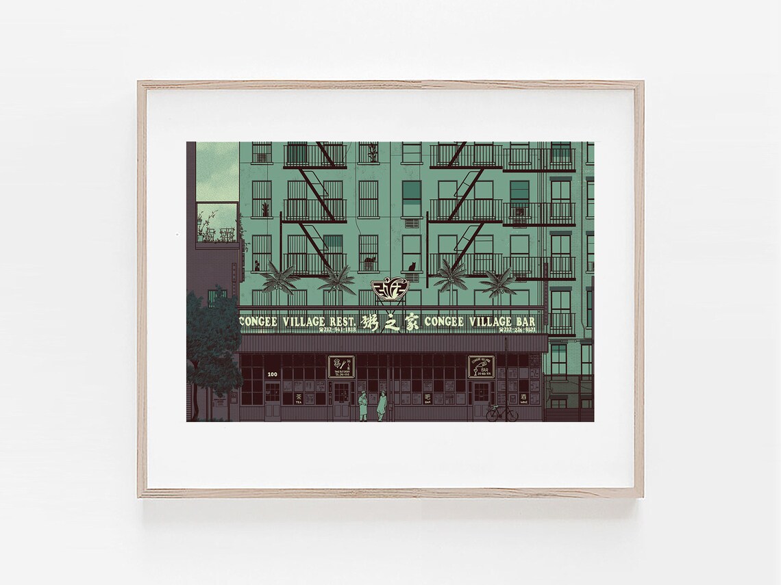 Congee Village Chinatown NYC Art Print, Modern Decor