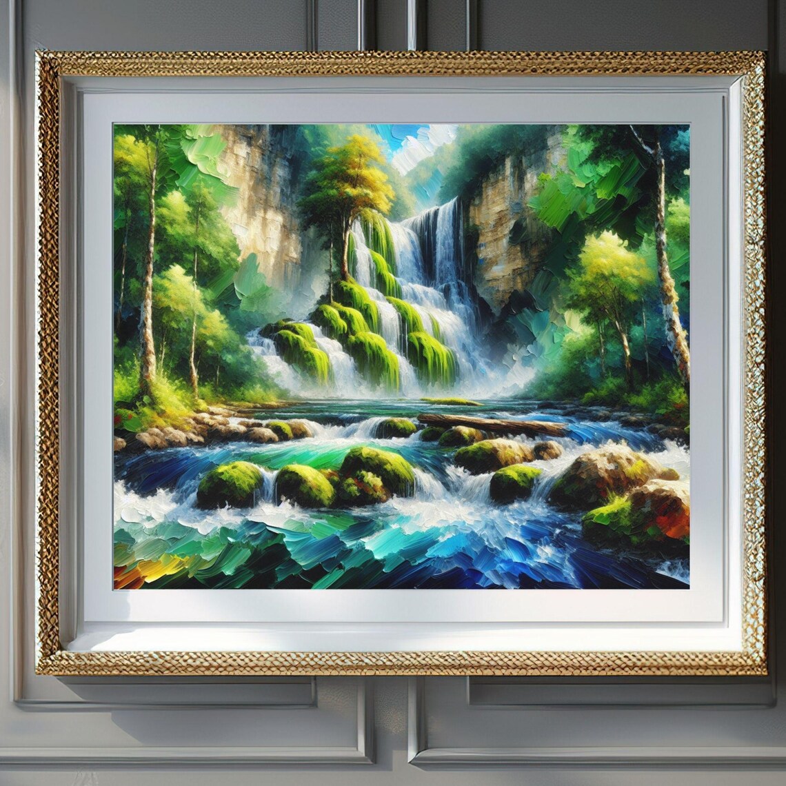 Majestic Waterfall, Nature Landscape Art Print