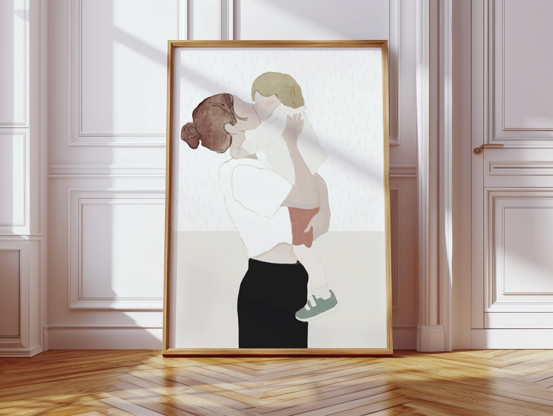 Mom And Child Family Illustration, Mother Portrait