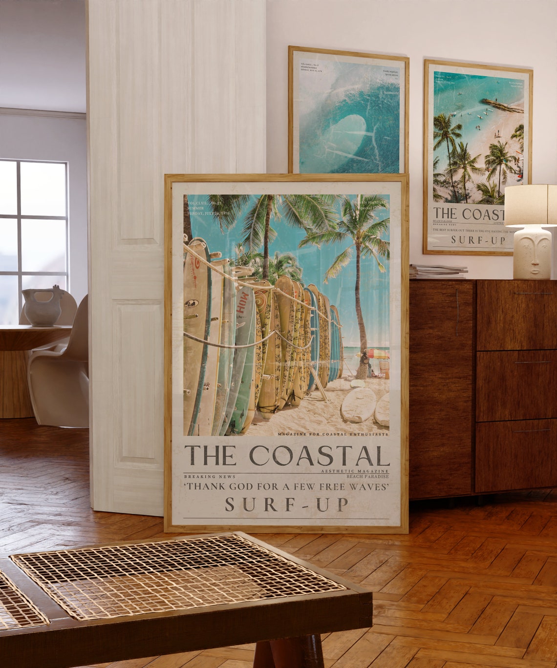 The Coastal Surf Up Vintage Surfboards Rack Beach Paradise Poster - Image 2