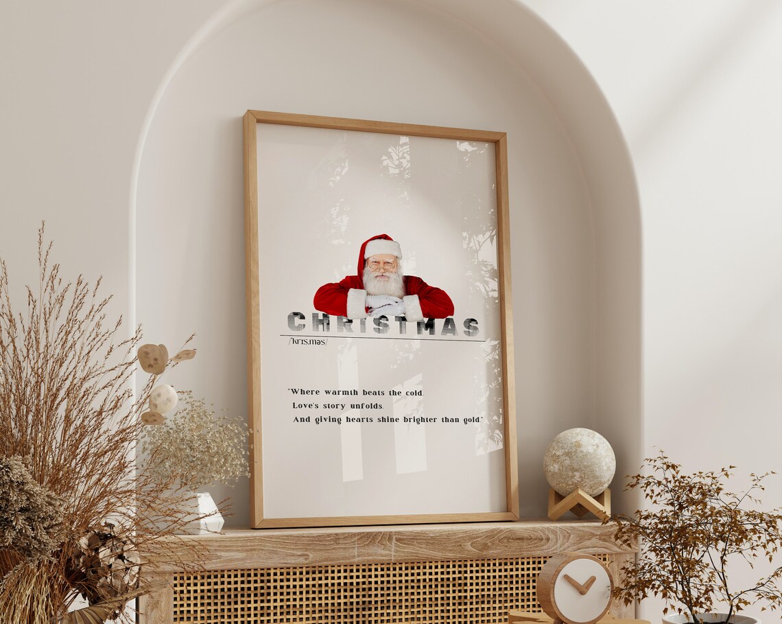 Christmas Definition Print Santa Leaning On Title Heartfelt Quote Wall Decor - Image 3
