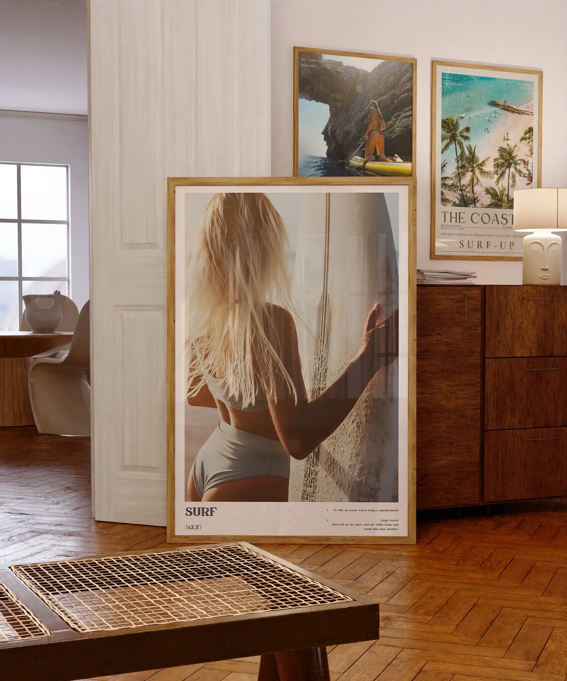 Surf Definition Photography Poster Blonde Surfer Holding Board - Image 2