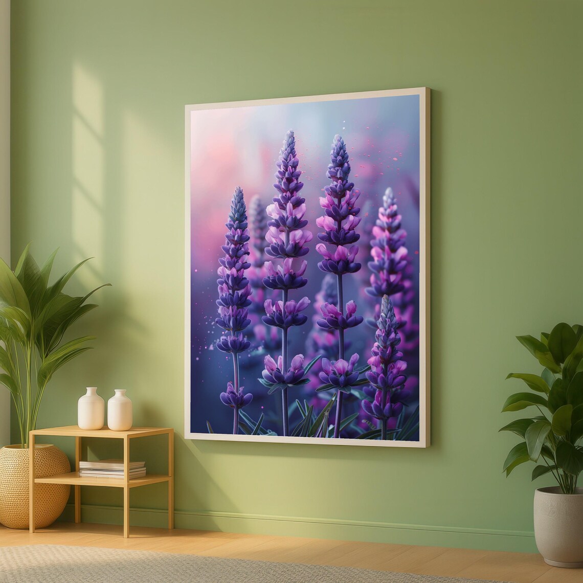 Purple Lupine Wildflowers Botanical Poster Soft Pastel Dreamy Floral