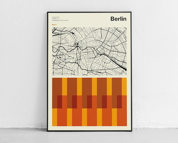 Berlin Germany Modern City Map Geometric Cartography Art Poster