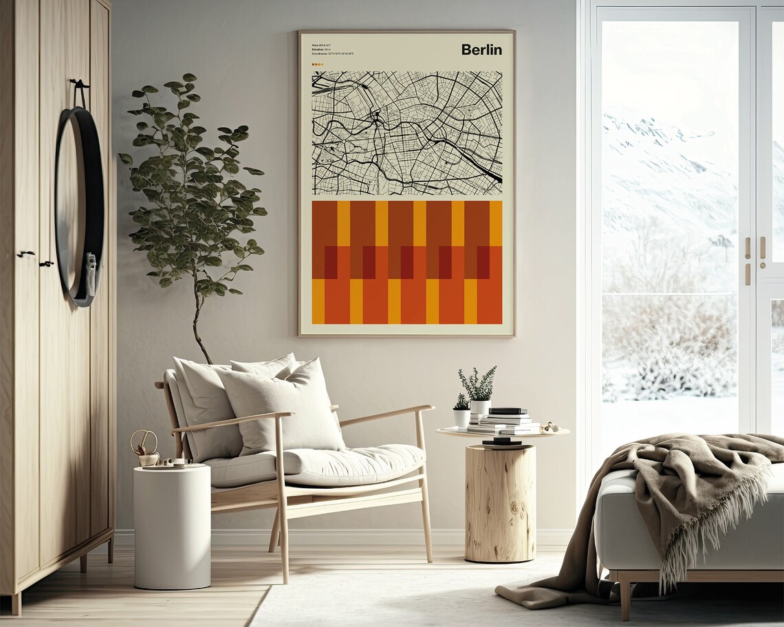 Berlin Germany Modern City Map Geometric Cartography Art Poster - Image 2