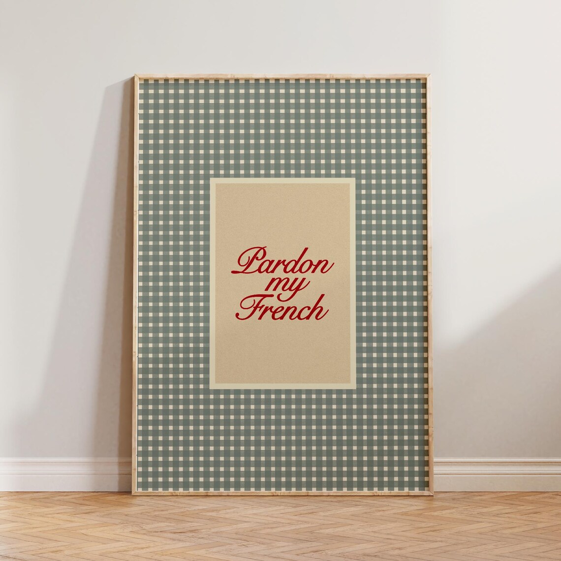 Gingham Bedroom Wall Art Checkered Retro Art Print