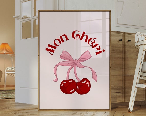 Mon Cheri Cherry Coquette Retro Art Print