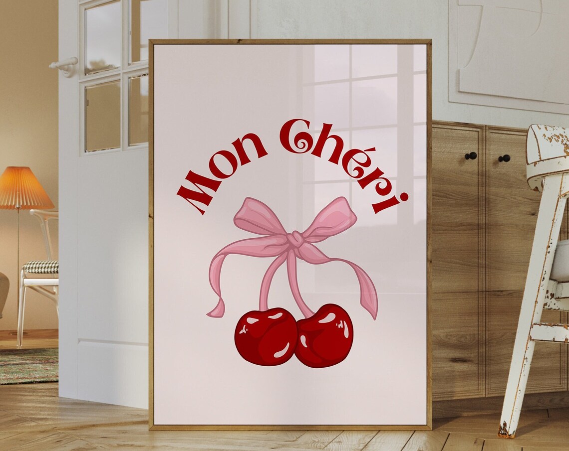 Mon Cheri Cherry Coquette Retro Art Print