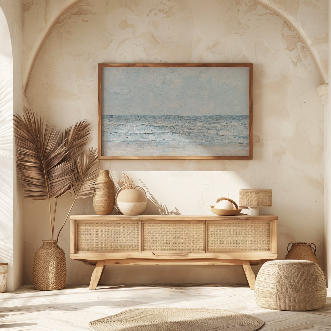 Textured Ocean Waves Frame TV Art Blue Gray Seascape Coastal Poster - Image 7