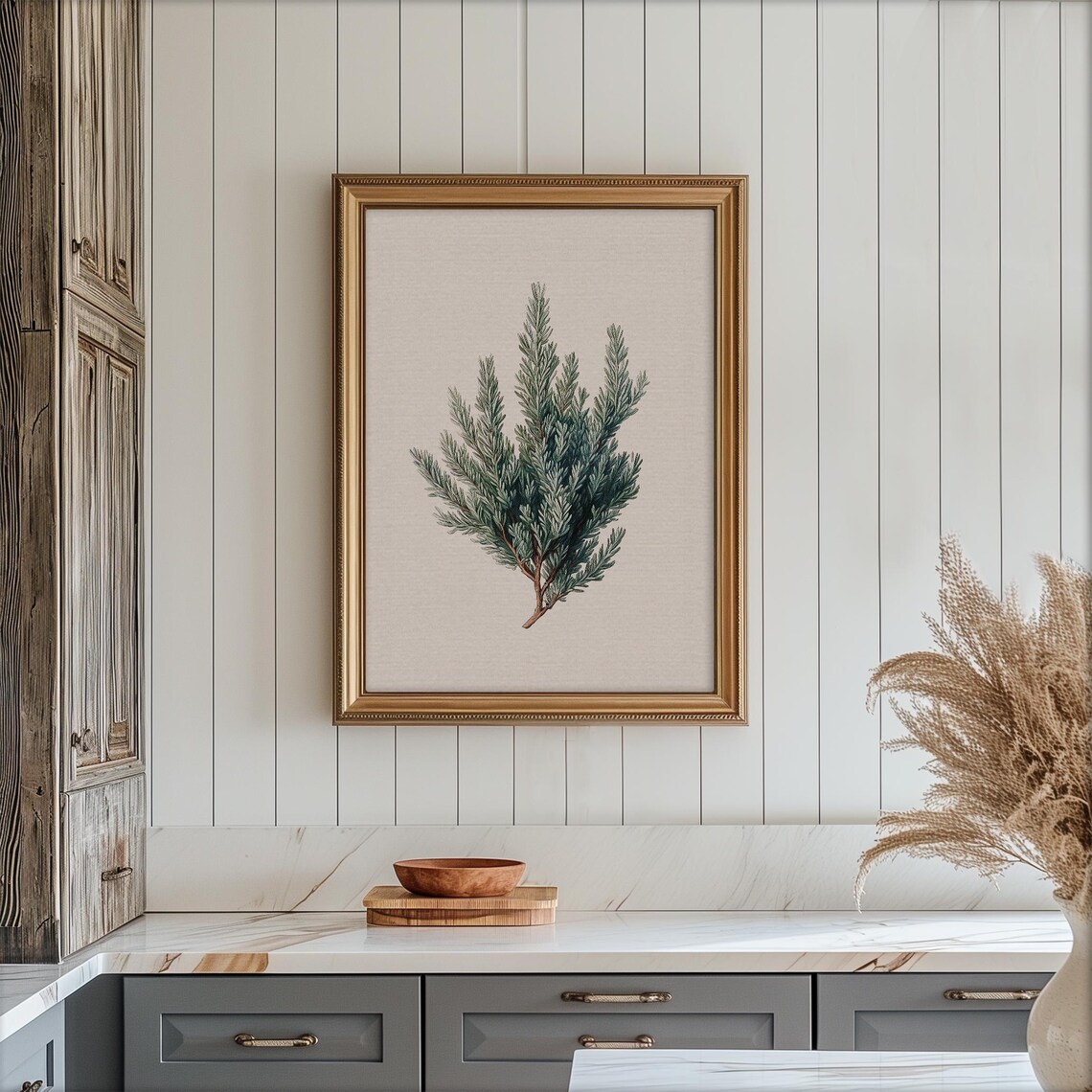 Winter Juniper Branch Vintage Botanical Illustration Evergreen Print - Image 6
