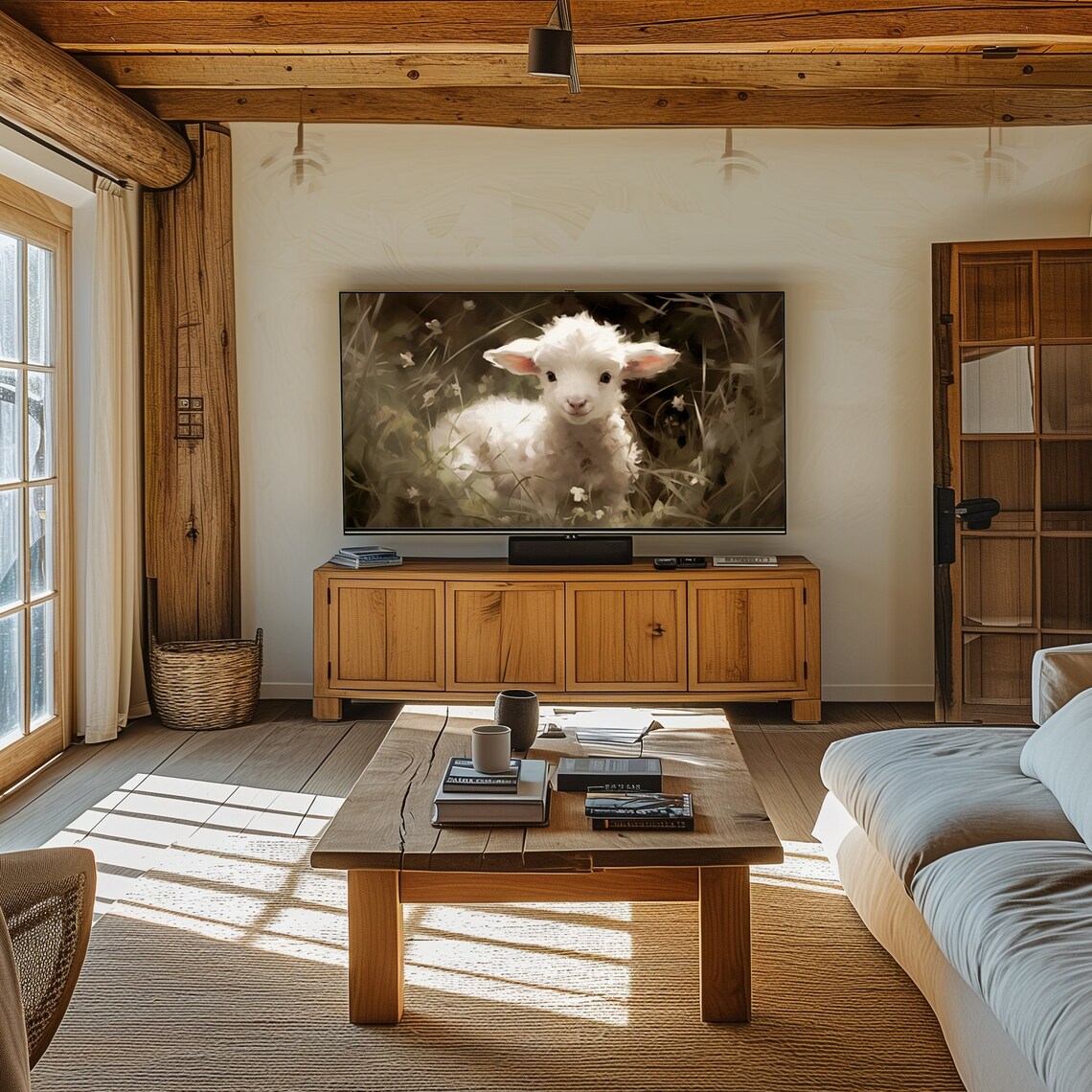 White Baby Lamb in Wildflower Meadow Vintage Sheep Nursery Art Poster - Image 7