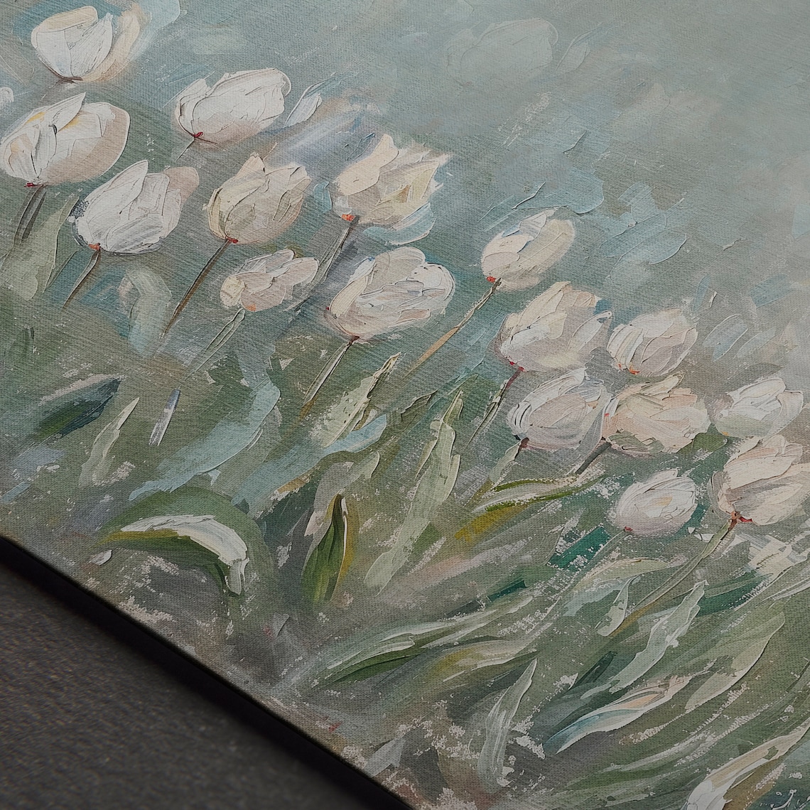 White Tulip Field Impressionist Spring Bloom Vintage Floral Poster - Image 5