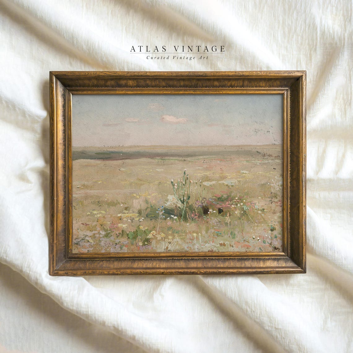 Soft Pastel Meadow Wildflowers Nursery Landscape Painting Poster