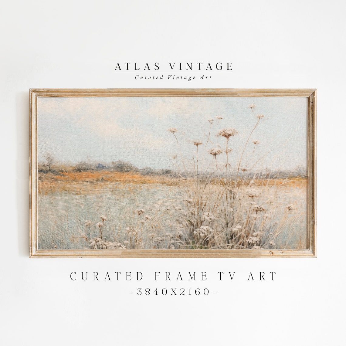 Soft Watercolor Marsh Lake Poster Wildflower Meadow Spring Landscape