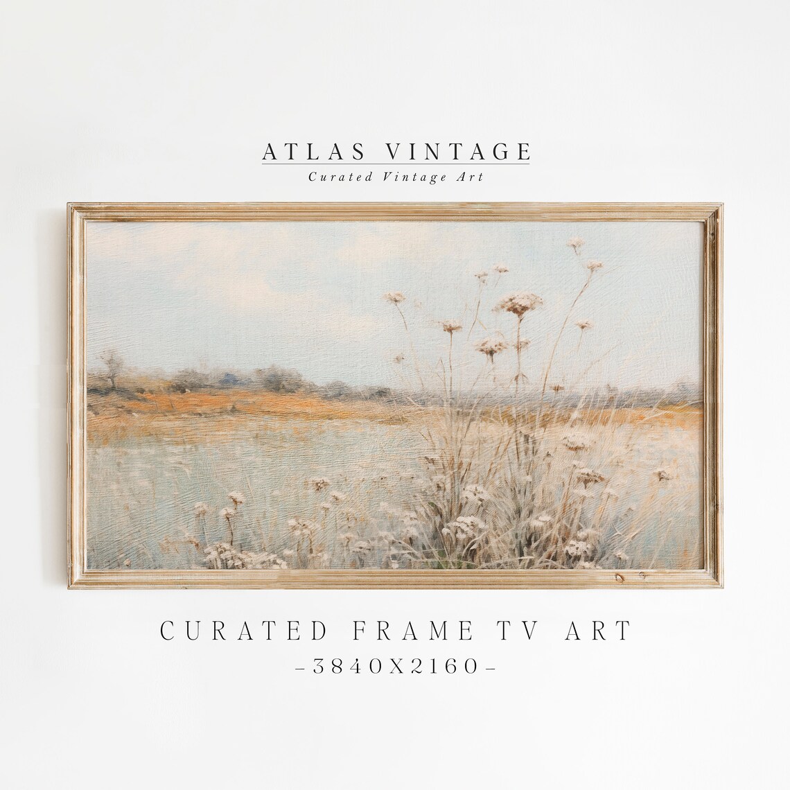 Vintage Spring Wildflower Field Frame Tv Art Flower Meadow Frame Tv Art Warm Tone Summer Landscape French Country Floral Painting